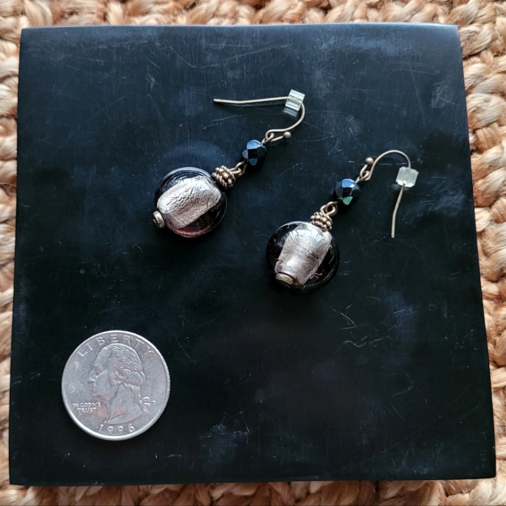 Glass crackle bead drop earrings